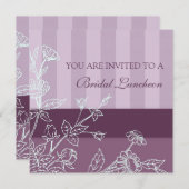 Paarse Floral Bridal Luncheon Kaart (Voorkant / Achterkant)