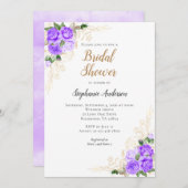 Paarse Floral Bridal Shower Kaart (Voorkant / Achterkant)
