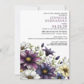 Paarse Floral Bridal Shower Kaart (Voorkant)