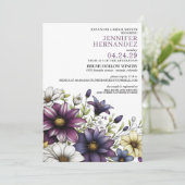 Paarse Floral Bridal Shower Kaart (Staand voorkant)