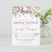 Paarse Floral Bridal Shower Kaart (Staand voorkant)