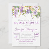 Paarse Floral Bridal Shower Kaart (Voorkant)