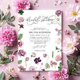 Paarse Floral Bridal Shower Kaart