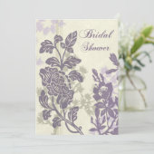 Paarse Floral Bridal Shower Kaart (Staand voorkant)