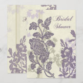 Paarse Floral Bridal Shower Kaart (Voorkant / Achterkant)