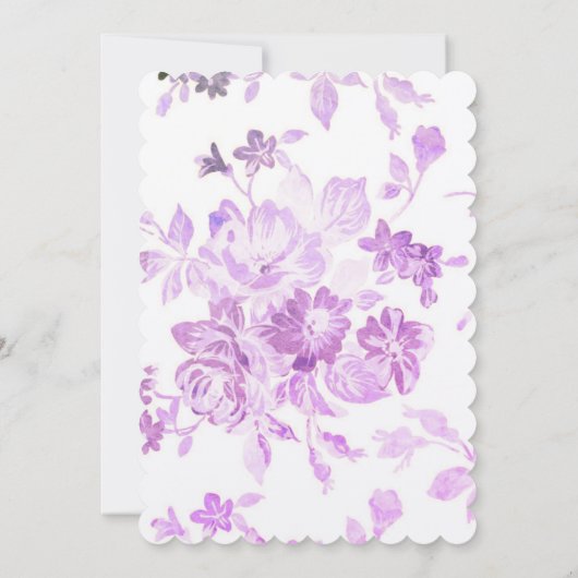 Paarse Floral Bridal Shower Kaart (Achterkant)