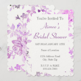 Paarse Floral Bridal Shower Kaart