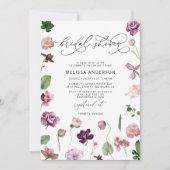 Paarse Floral Bridal Shower Kaart (Voorkant)