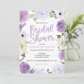 Paarse Floral Bridal Shower-uitvindingen Kaart (Staand voorkant)