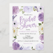 Paarse Floral Bridal Shower-uitvindingen Kaart (Voorkant / Achterkant)