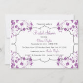 Paarse Floral Bridal Uitnodiging (Voorkant)