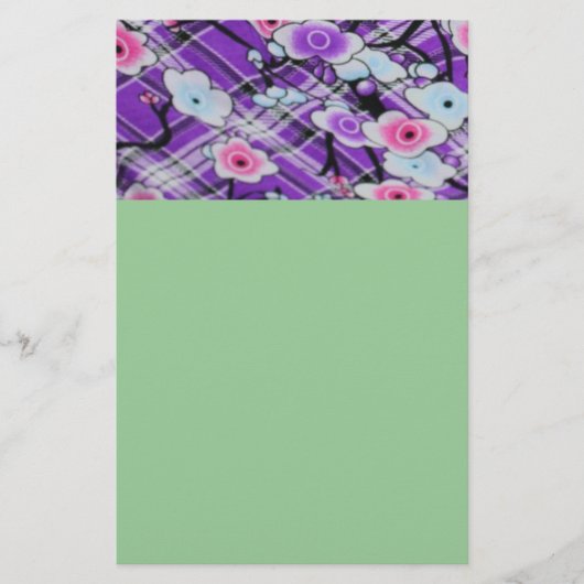 Paarse Floral Briefpapier (Voorkant)