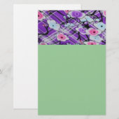 Paarse Floral Briefpapier (Voorkant / Achterkant)