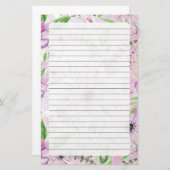 Paarse Floral Briefpapier (Voorkant / Achterkant)