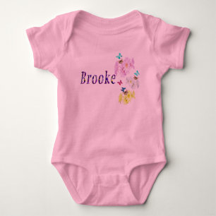 Paarse Floral Brooke Name Logo, Baby Bodysuit