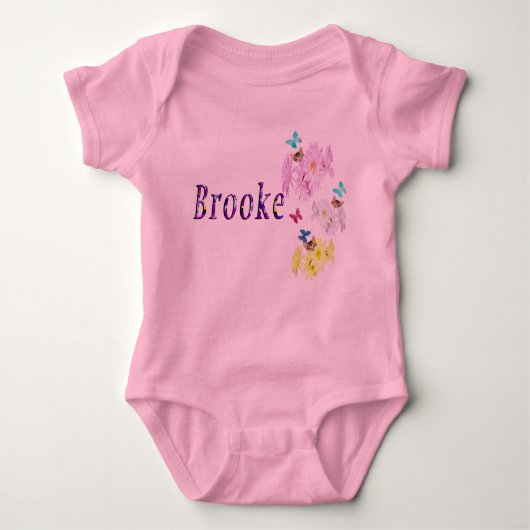 Paarse Floral Brooke Name Logo, Baby Bodysuit (Voorkant)