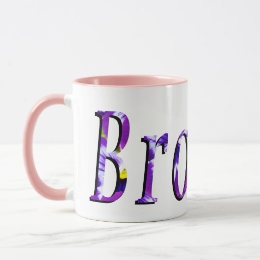 Paarse Floral Brooke Name Logo Mok (Links)