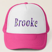 Paarse Floral Brooke Name Logo Trucker Pet (Voorkant)