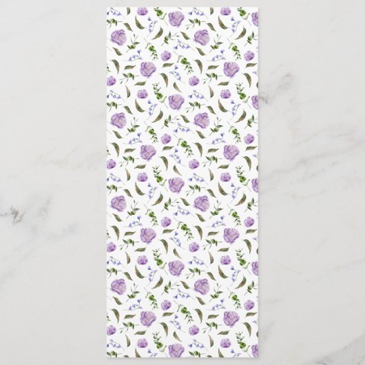 Paarse Floral bruiloft diner Menu (Achterkant)