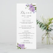 Paarse Floral bruiloft diner Menu (Staand voorkant)
