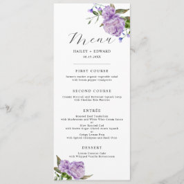 Paarse Floral bruiloft diner Menu