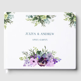 Paarse Floral bruiloft Gastenboek