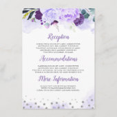 Paarse Floral bruiloft informatie gast Informatiekaartje (Voorkant)