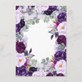 Paarse Floral bruiloft informatie Gast Kaart (Achterkant)