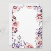 Paarse Floral bruiloft informatie Gast Kaart (Achterkant)