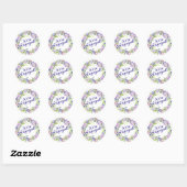 Paarse Floral bruiloft Verloving We zijn verloofd Ronde Sticker (Vel)