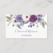 Paarse Floral bruiloft website Informatiekaartje (Achterkant)