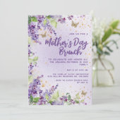 Paarse Floral Butterflies Gold Moederdag Kaart (Staand voorkant)