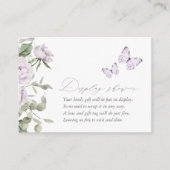 Paarse Floral Butterfly Baby shower Display Shower Informatiekaartje (Voorkant)