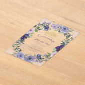 Paarse Floral Butterfly Gold Tiara Quinceanera Acryl Uitnodigingen (Laagn)