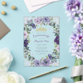 Paarse Floral Butterfly Gold Tiara Quinceanera Acryl Uitnodigingen (Insitu (Huwelijk))