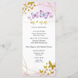 Paarse Floral Butterfly Party Menu Sign.