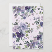 Paarse Floral Butterfly Silver Tiara Quinceanera Kaart (Achterkant)