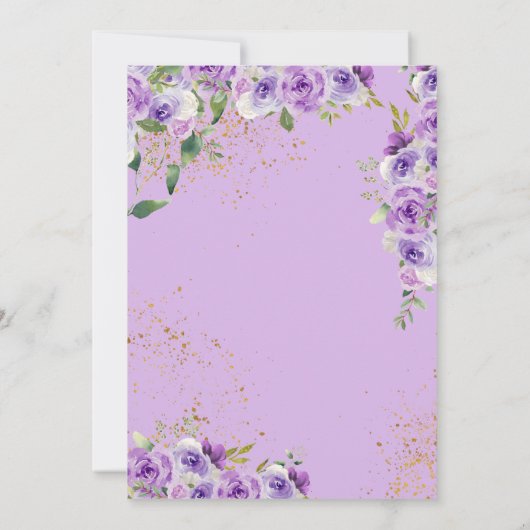 Paarse Floral & Butterfly Sweet 16 Birthday Kaart (Achterkant)