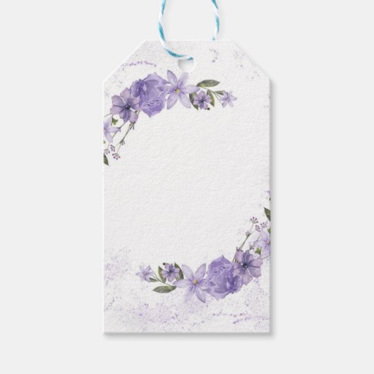 Paarse Floral Cadeaulabel (Voorkant)