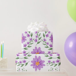Paarse Floral Cadeaupapier