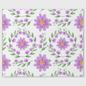 Paarse Floral Cadeaupapier (Vlak)