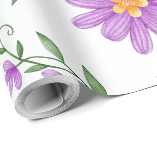 Paarse Floral Cadeaupapier (Rol Hoek)