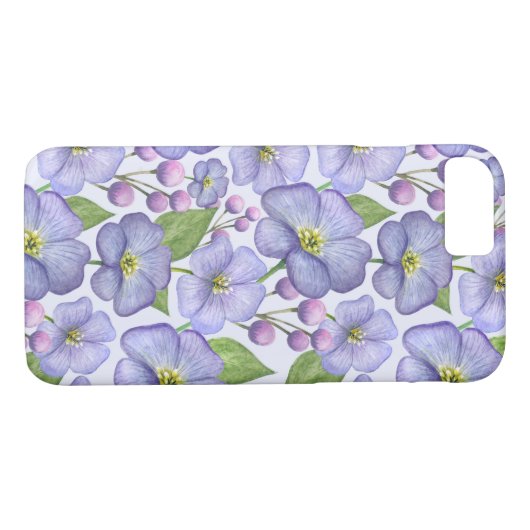 Paarse Floral Case-Mate iPhone Case (Achterkant (Horizontaal))