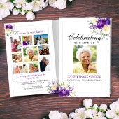Paarse Floral Celebration of Life Funeral Programm