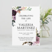 Paarse Floral Celebration of Life Funeral Programm Kaart (Staand voorkant)