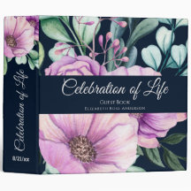 Paarse Floral Celebration of Life Guest Book