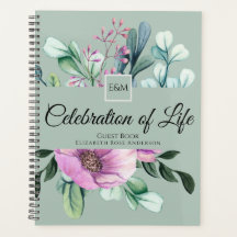 Paarse Floral Celebration of Life Guest Book