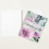 Paarse Floral Celebration of Life Guest Book Planner (Display)