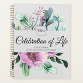 Paarse Floral Celebration of Life Guest Book Planner (Voorkant)
