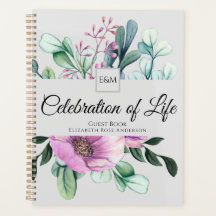 Paarse Floral Celebration of Life Guest Book
